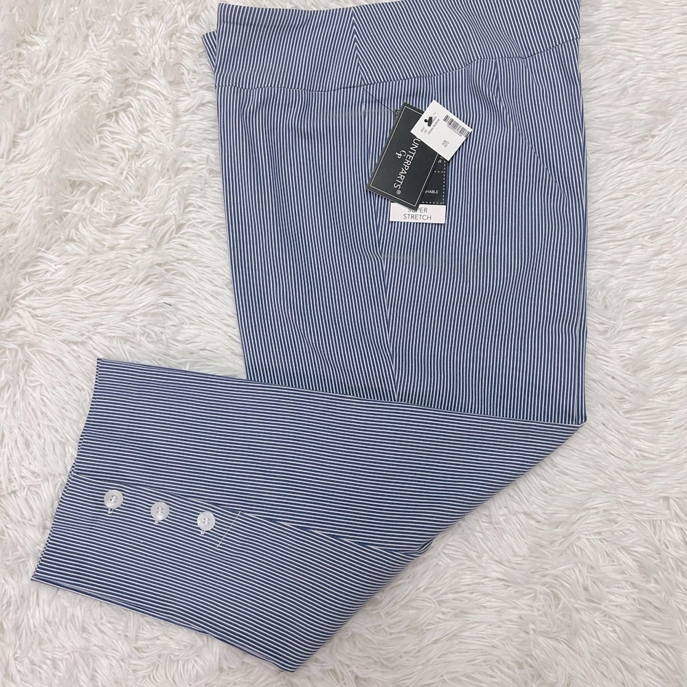 Counterparts Blue & White Pinstripe Cropped Ankle Pants